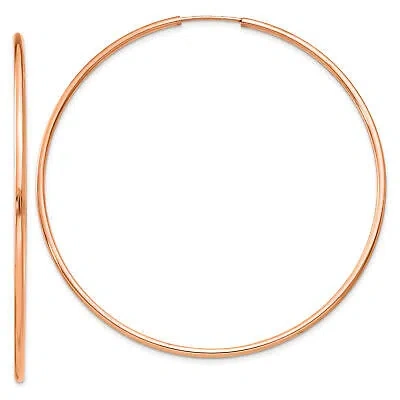 Pre-owned Precious 14k Rose Gold 1.5mm Polished Endless Hoop Earrings Tf1436 In Pink