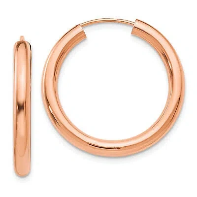 Pre-owned Precious 14k Rose Gold Polished Endless Tube Hoop Earrings Xy1252 In Pink