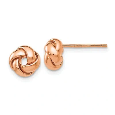 Pre-owned Precious 14k Rose Gold Polished Love Knot Post Earrings Tl943r In Pink