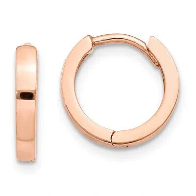 Pre-owned Precious 14k Rose Gold Round Hinged Hoop Earrings Tf761 In Pink