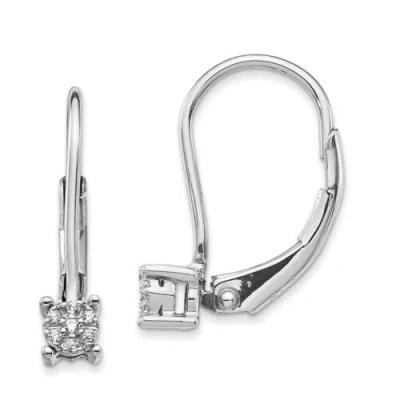 Pre-owned Precious 14k White Gold Diamond Cluster Leverback Earrings In Silver