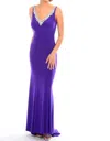 Precious Formals Beaded Floor-length Jersey Gown In Majestic Purple In Purple