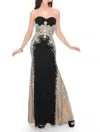Precious Formals Formal Strapless Beaded Mermaid Evening Gown In Black In Black