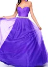 Precious Formals Shimmery Waistline Beadwork Strapless Ballgown In Purple Paradise In Purple