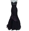 Precious Formals Strapless Sweetheart Neck Beaded Gown In Deep Purple In Purple