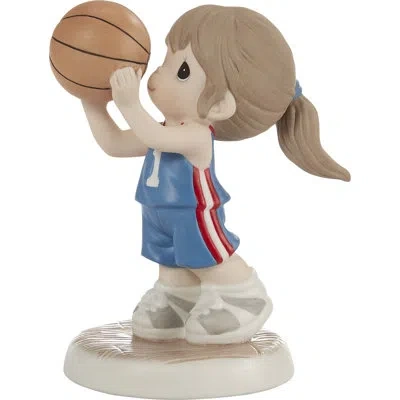 Precious Moments 212013 Take Your Best Shot Brunette Hair/light Skin Bisque Porcelain Figurine In Blue,white