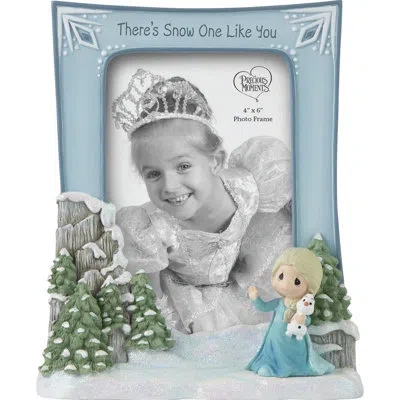 Precious Moments 223410 There's Snow One Like You Disney Elsa Bisque Resin/glass Photo Frame In Blue