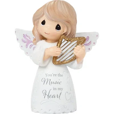 Precious Moments Angel Holding Harp Music In My Heart Miniature Figurine 2.93 Inch In White