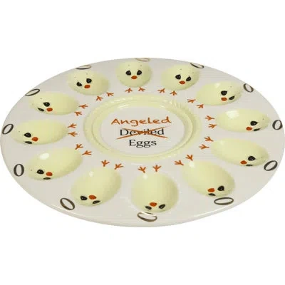 Precious Moments Angeled Eggs Platter In White;yellow;gold;orange