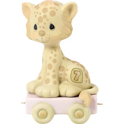Precious Moments Birthday Train Leopard Smiling Age 7 Figurine 3.94 Inch In Yellow