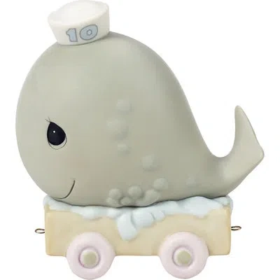 Precious Moments Birthday Train Whale With Sailor Cap Age 10 Figurine 4.13 Inch In Gray