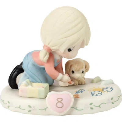 Precious Moments Blonde Birthday Girl Writing With Sidewalk Chalk Age 8 Figurine 3.94 Inch In Multi