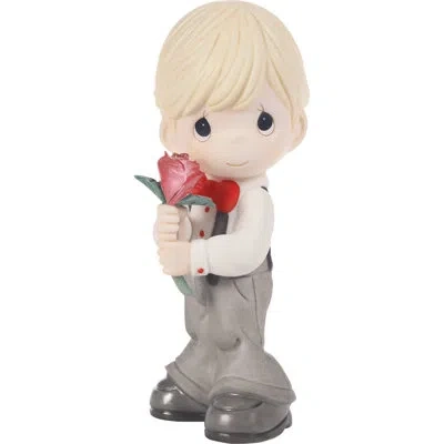 Precious Moments Boy Holding A Red Rose Figurine 4.76 Inch In Multi