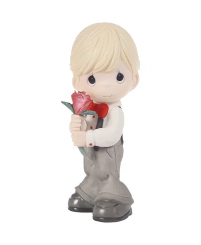 Precious Moments Boy Holding Rose Figurine In Multi