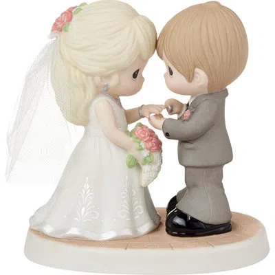 Precious Moments Bride And Groom Exchanging Rings Wedding Figurine 5.51 Inch In Multi