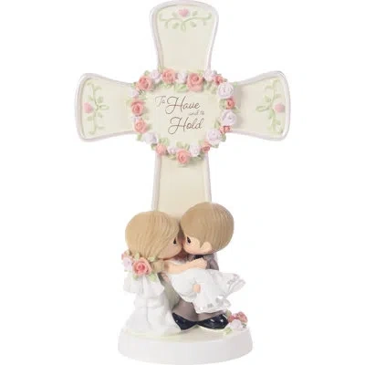 Precious Moments Bridge And Groom With Flowers Wedding Cross Figurine 6.75 Inch In Neutral