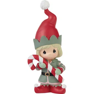 Precious Moments Christmas Elf Holding A Candy Cane Miniature Figurine 3 Inch In Red