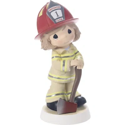 Precious Moments Courage Under Fire Firefighter Figurine In Red;yellow