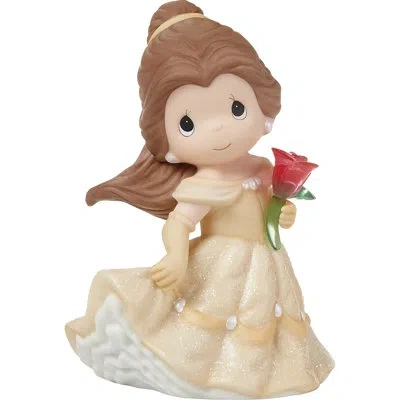 Precious Moments Disney Beauty And The Beast Belle Holding A Glass Rose Figurine 4.76 Inch In Multi