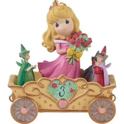 Precious Moments Disney Birthday Parade Age 3 Sleeping Beauty Aurora With Flowers Figurine 4.13 Inch In Multi