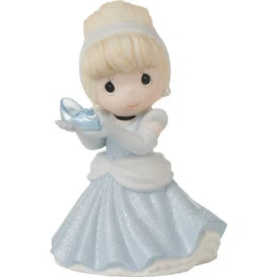 Precious Moments Disney Cinderella Holding The Glass Slipper Figurine 5 Inch In Blue