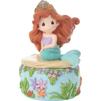 Precious Moments Disney The Little Mermaid Ariel Covered Trinket Box 4.13 Inch In Blue