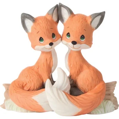 Precious Moments Fox Couple With Tails Intertwined Figurine 4.15 Inch In Orange