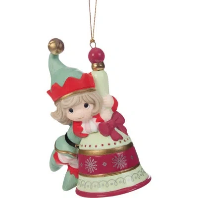 Precious Moments Girl Elf On Holiday Bell Christmas Ornament 3.75 Inch In Multi