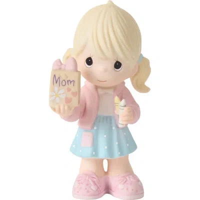 Precious Moments Girl Holding A Present For Mom Figurine 4.83 Inch In Multi