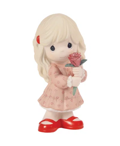 Precious Moments Girl Holding Rose Figurine In Pink