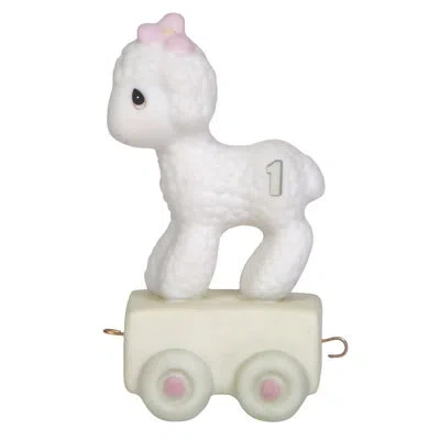 Precious Moments “happy Birthday Little Lamb” Age 1 Figurine In White;green;purple