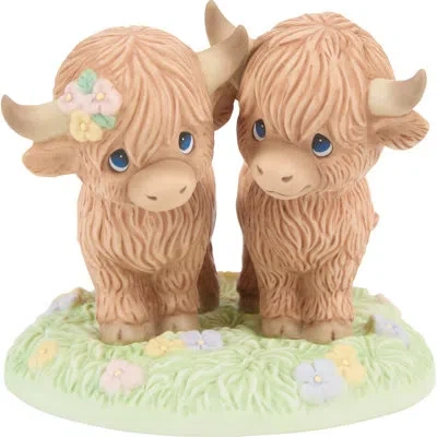 Precious Moments Highland Cow Couple Standing Side By Side Figurine 3.91 Inch In Pink