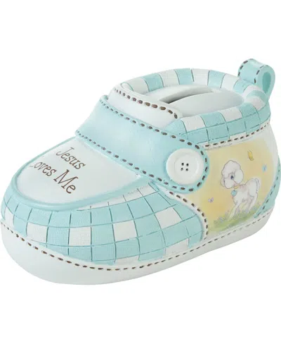 Precious Moments Jesus Loves Me Blue Bootie Ceramic Bank In Multicolored
