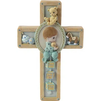 Precious Moments Jesus Loves Me Boy Praying Wall Cross 7.68 Inch In Brown