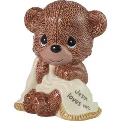 Precious Moments Jesus Loves Me Ceramic Bank In Brown