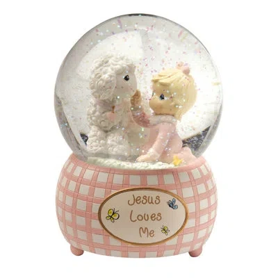 Precious Moments Jesus Loves Me Musical Water Globe In Pink
