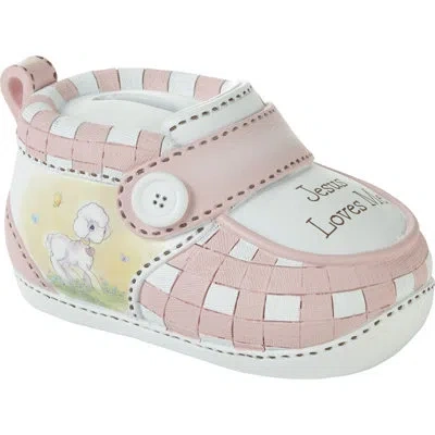 Precious Moments Jesus Loves Me Pink Bootie Ceramic Bank In Multi