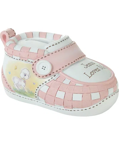 Precious Moments Jesus Loves Me Pink Bootie Ceramic Bank In Multicolored
