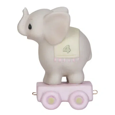 Precious Moments “may Your Birthday Be Gigantic” Age 4 Figurine In Green;gray;pink