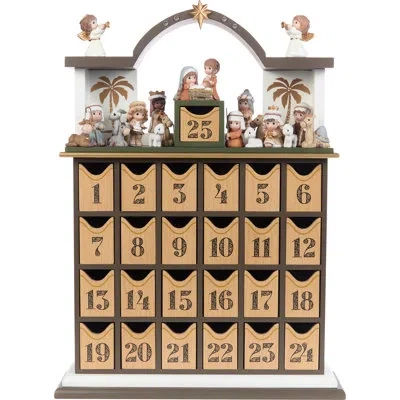 Precious Moments Nativity 26-piece Advent Calendar Set 13.4 Inch In Brown