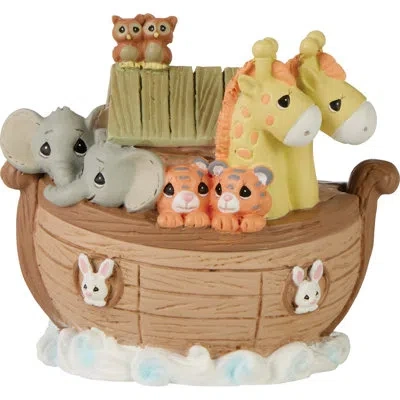 Precious Moments Noah's Ark With Animals Covered Trinket Box 2.54 Inch In Multi
