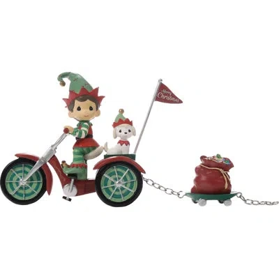 Precious Moments Santa Parade Elf Riding A Tricycle Figurine 3.95 Inch In Green