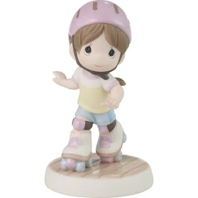 Precious Moments This Is How I Roll Brunette Bisque Porcelain Figurine In Bisque,pink