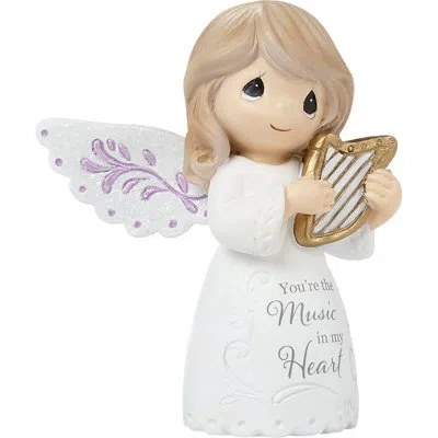 Precious Moments You're The Music In My Heart Mini Angel Figurine In White;purple;gold