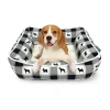 Precious Tails 20" Black Plaid Cuddler Pet Bed In Black