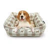 Precious Tails 20" Taupe Plaid Cuddler Pet Bed In Brown