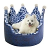 Precious Tails Crown Navy Pet Bed In Blue