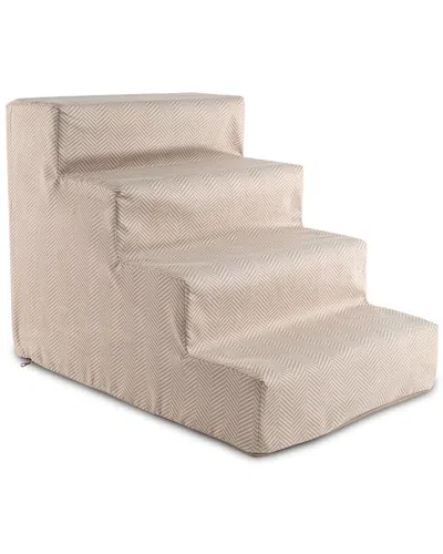 Precious Tails Herringbone High Density Foam 4 Steps Pet Dog Stairs In Khaki