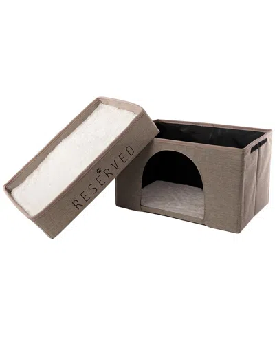 Precious Tails Linen Cat Cave With Storage In Natural