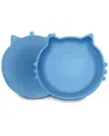 Precious Tails P.t. Supply Co. Cat-shaped Silicone Pet Bowl In Blue